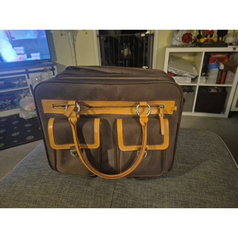 Franklin Covey Travel Bag Laptop Rolling Case Briefcase Carry On Wheels Brown